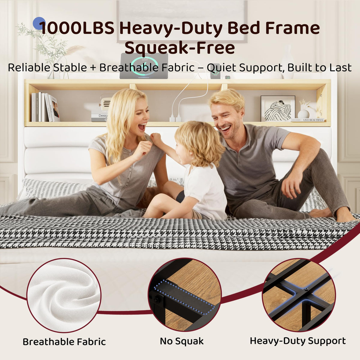 Queen Upholstered Storage Bed Frame