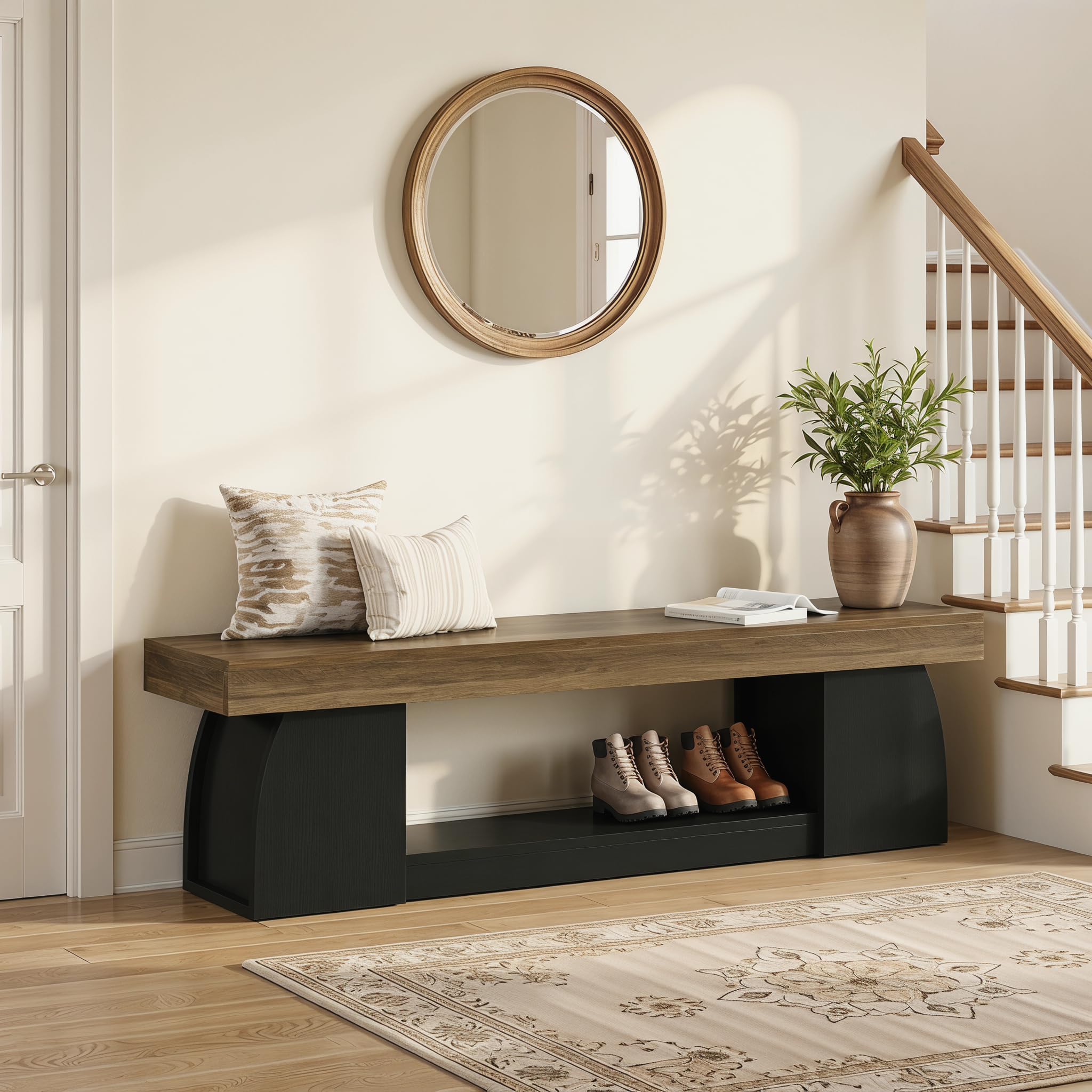 63" Farmhouse Entryway Bench with Storage