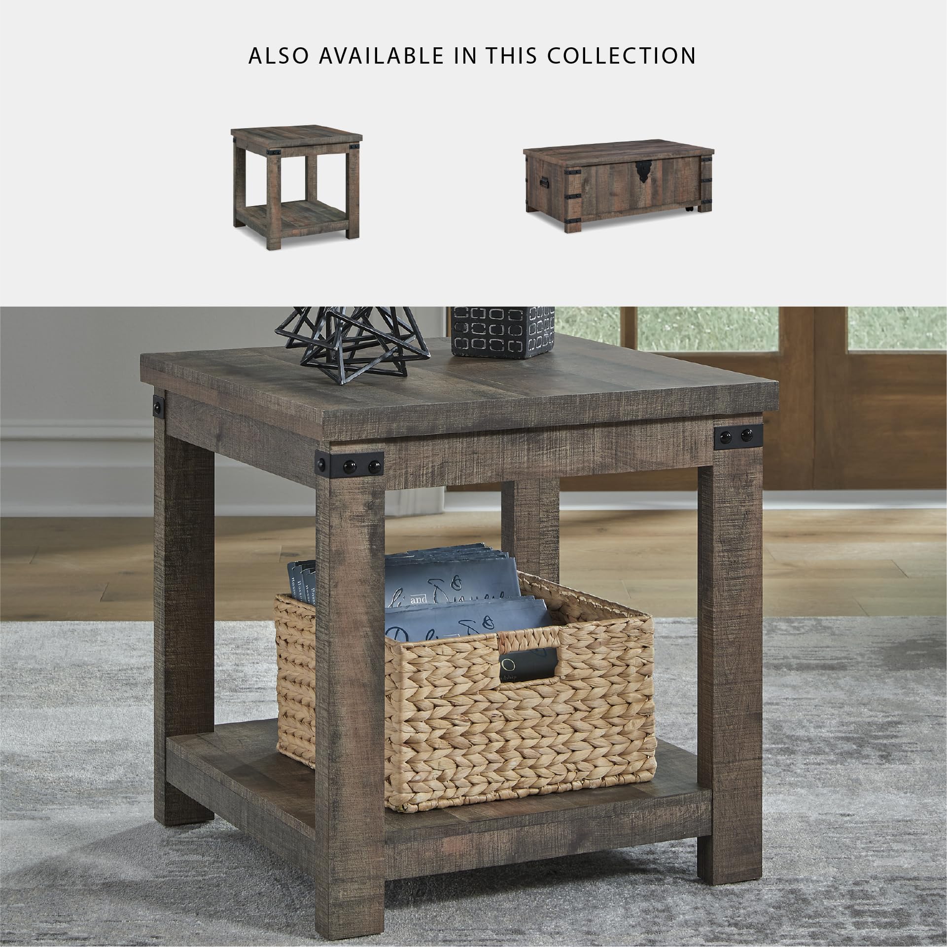 Square End Table with Storage Shelf