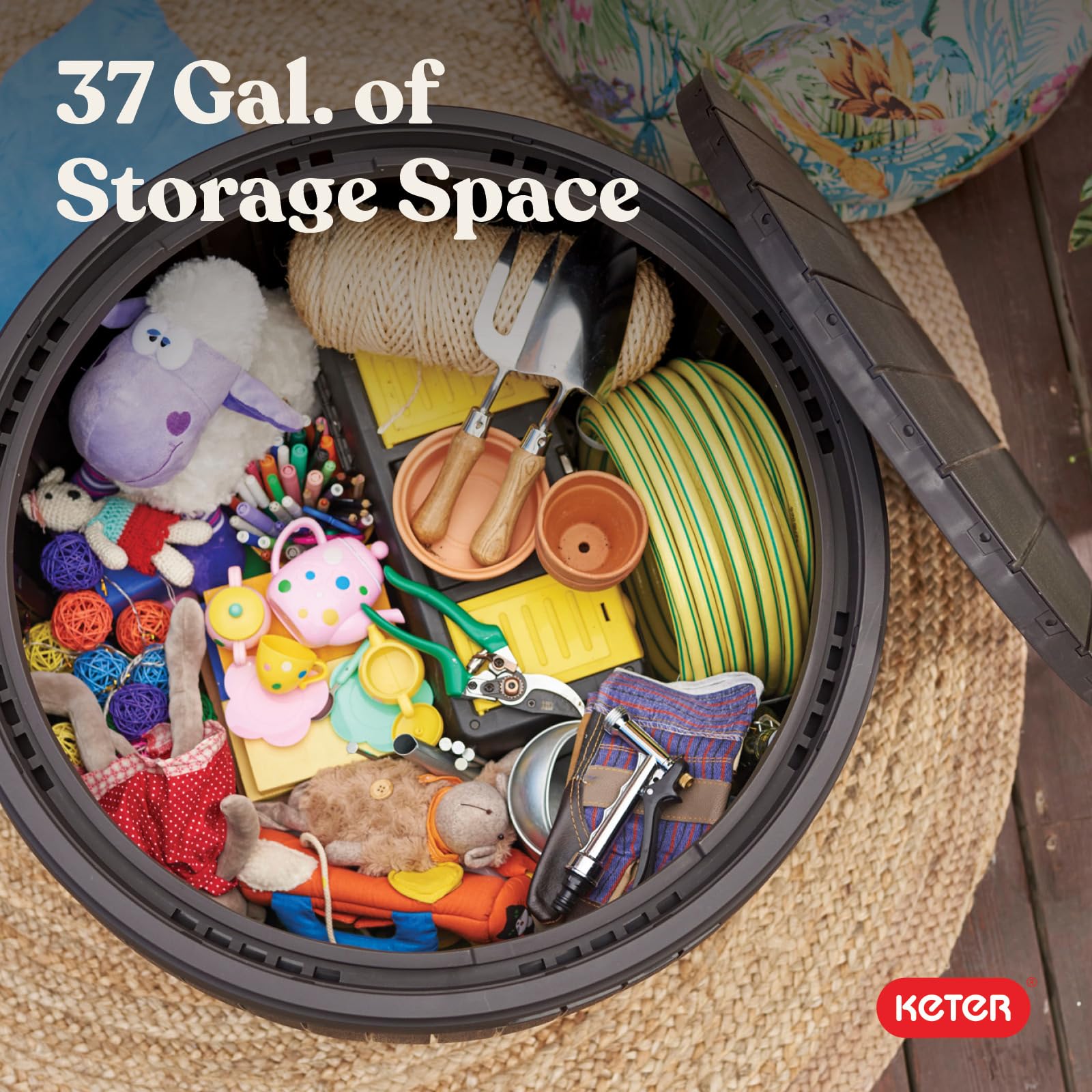 37-Gallon Round Outdoor Deck Box