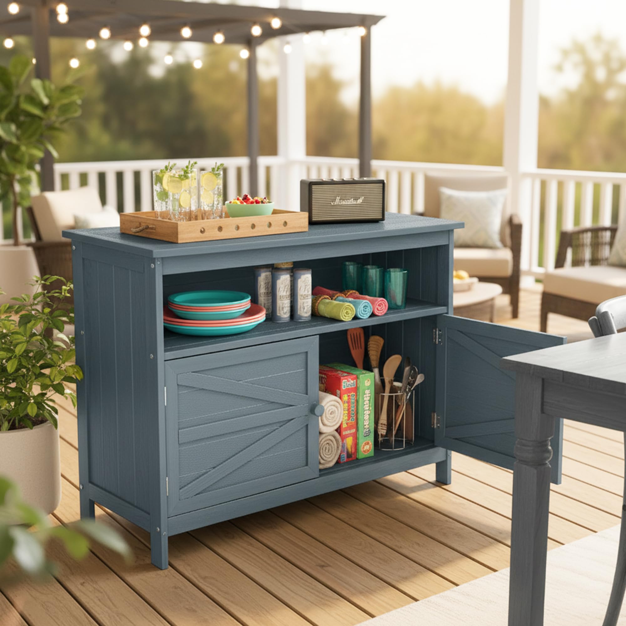 Outdoor Storage Cabinet with Magnetic Doors