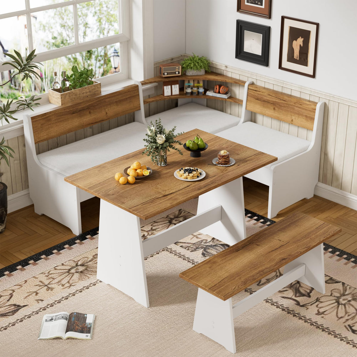 PAKASEPT Corner Breakfast Nook Table Set Kitchen Bench with Soft Cushion