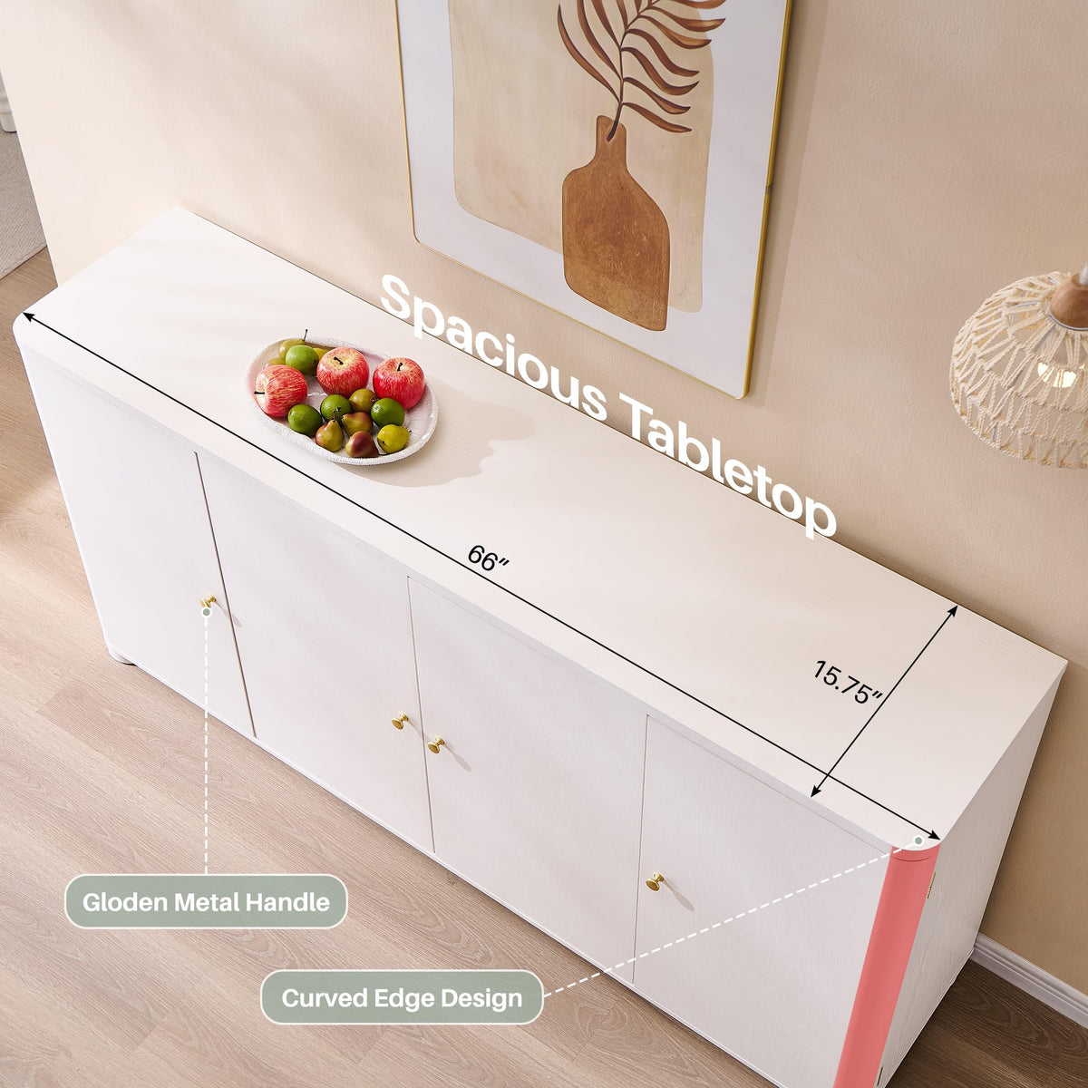 White Curved Buffet Cabinet