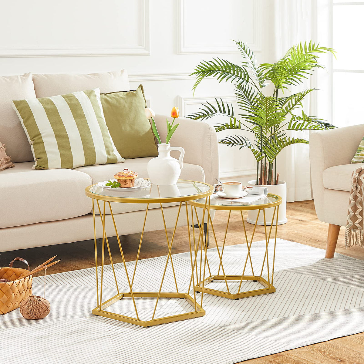 Gold Glass Nesting Coffee Tables