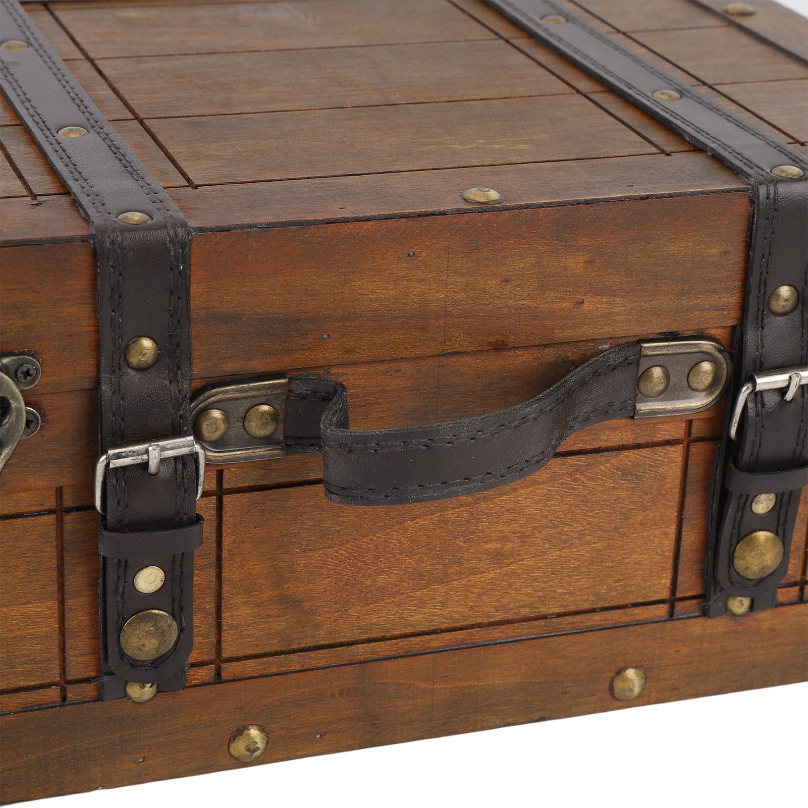 Vintage Wooden Storage Trunk with Hinged Lid