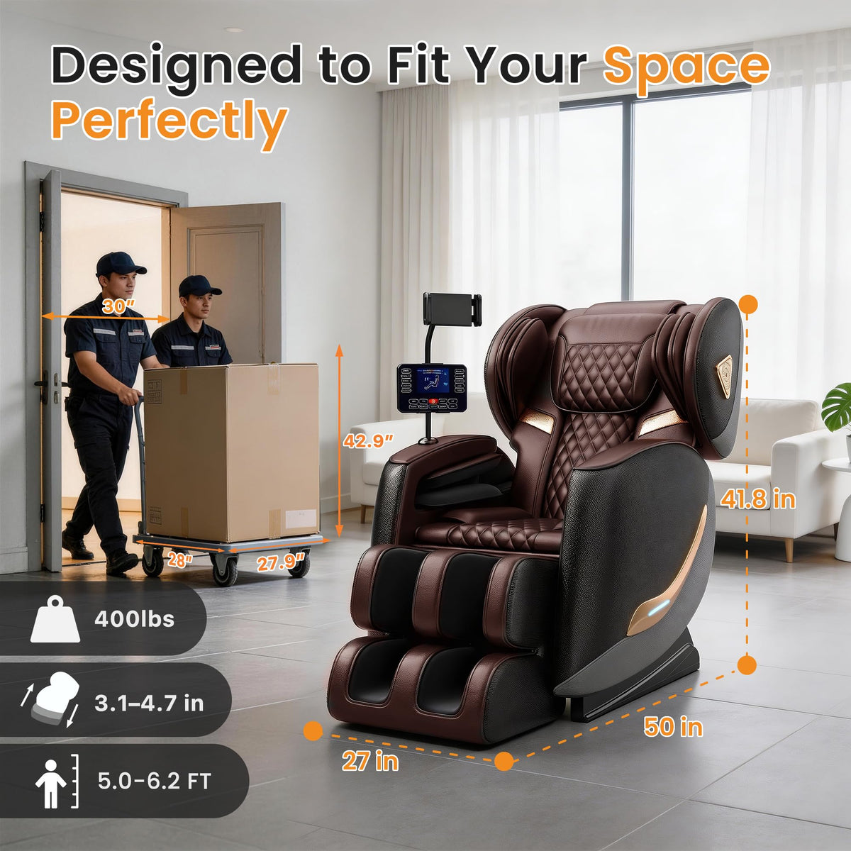 Massage Chair Full Body, Zero Gravity Recliner with 10 Nodes, 14 Airbags, Heat, Bluetooth, Touch Screen, Phone Holder, Ambient Light, Adjustable Footrest, Deep Tissue Massager for Home Office, Gifts