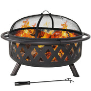 Sunnydaze Crossweave 36" Large Outdoor Fire Pit, Wood Burning, Round