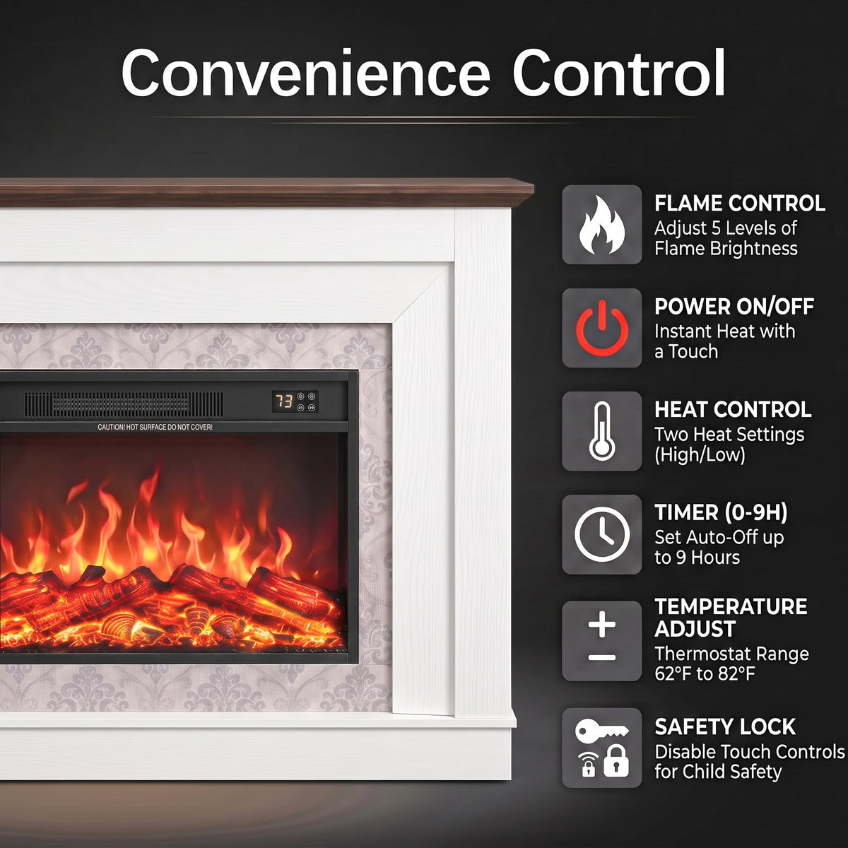 White Electric Fireplace with Mantel