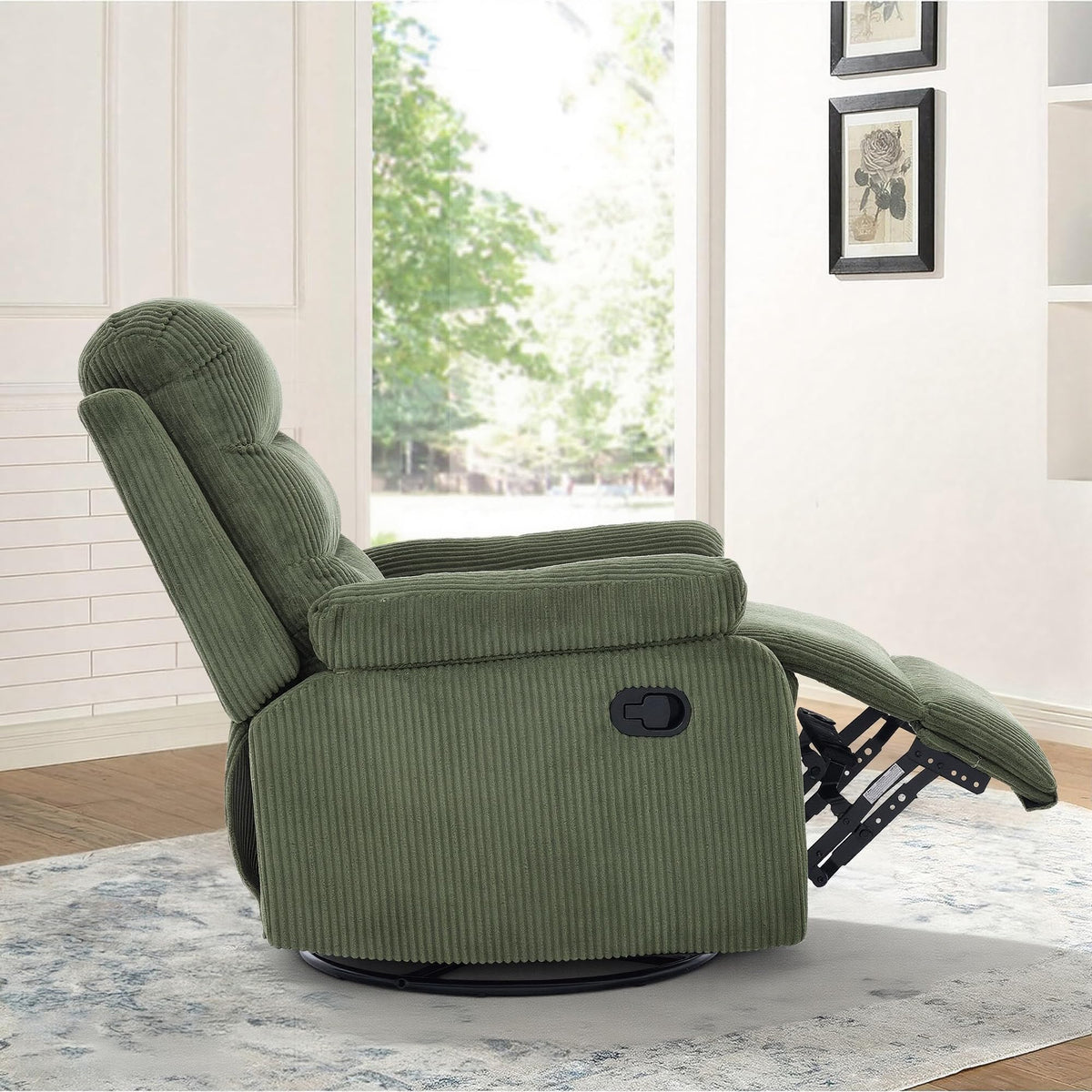 Green Corduroy Swivel Glider Recliner