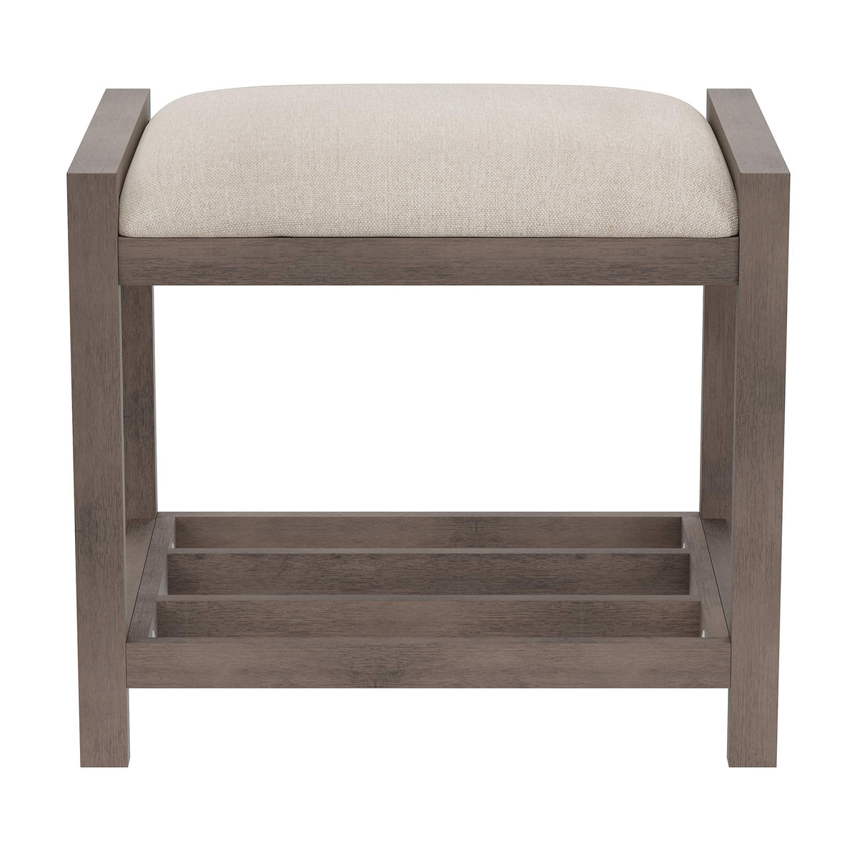 Upholstered Vanity Stool with Storage Shelf