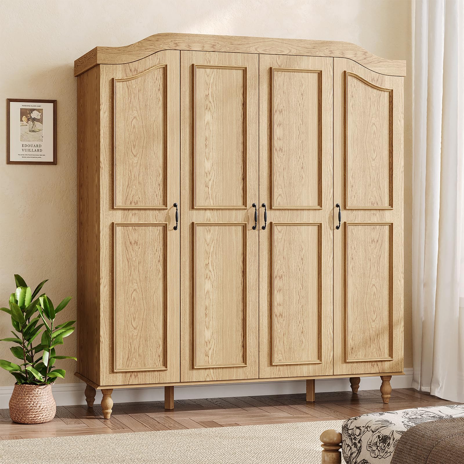 Arched Armoire Wardrobe Closet with 4 Doors