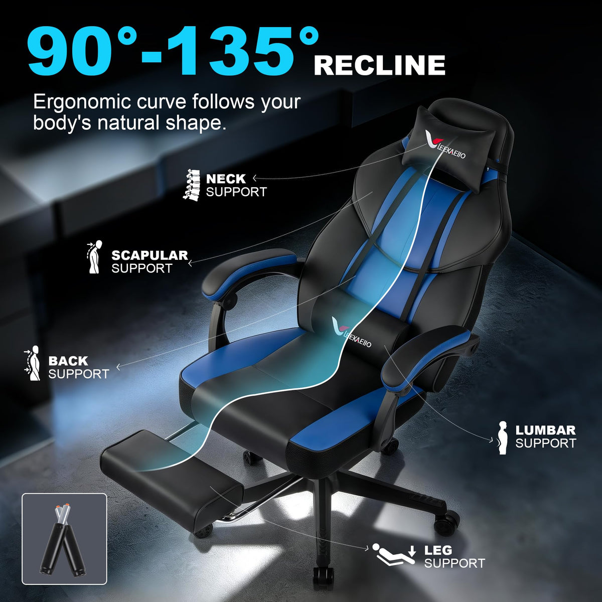 Reclining Gaming Chair with Footrest