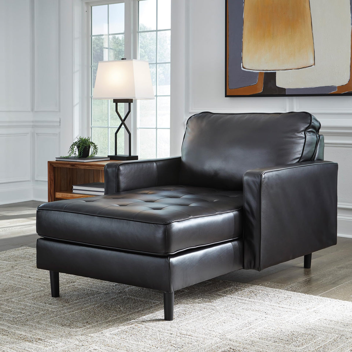 Black Leather Chaise Lounge