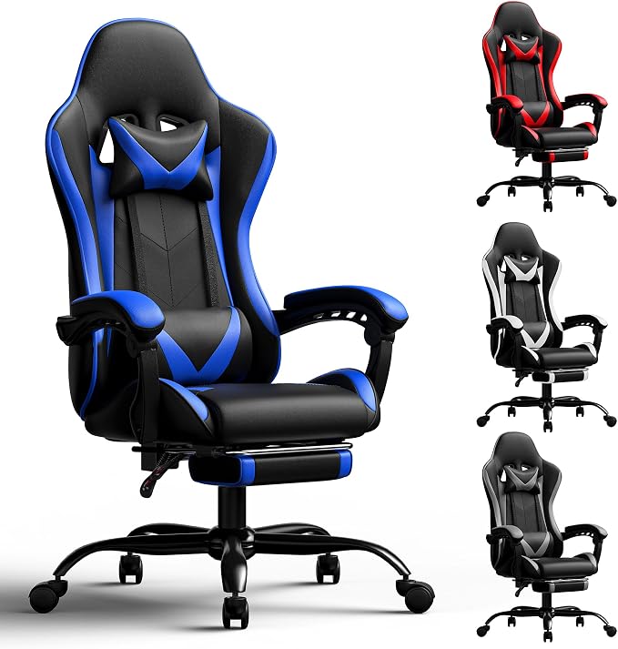 Red Gaming Chair with Footrest