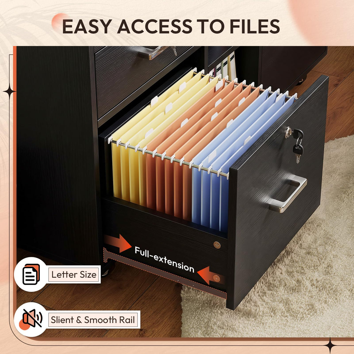 4-Drawer Mobile File Cabinet