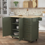 Mobile Kitchen Island Cart with Dropleaf Breakfast Bar