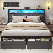 Storage Bed Frame with LED & Charging Station