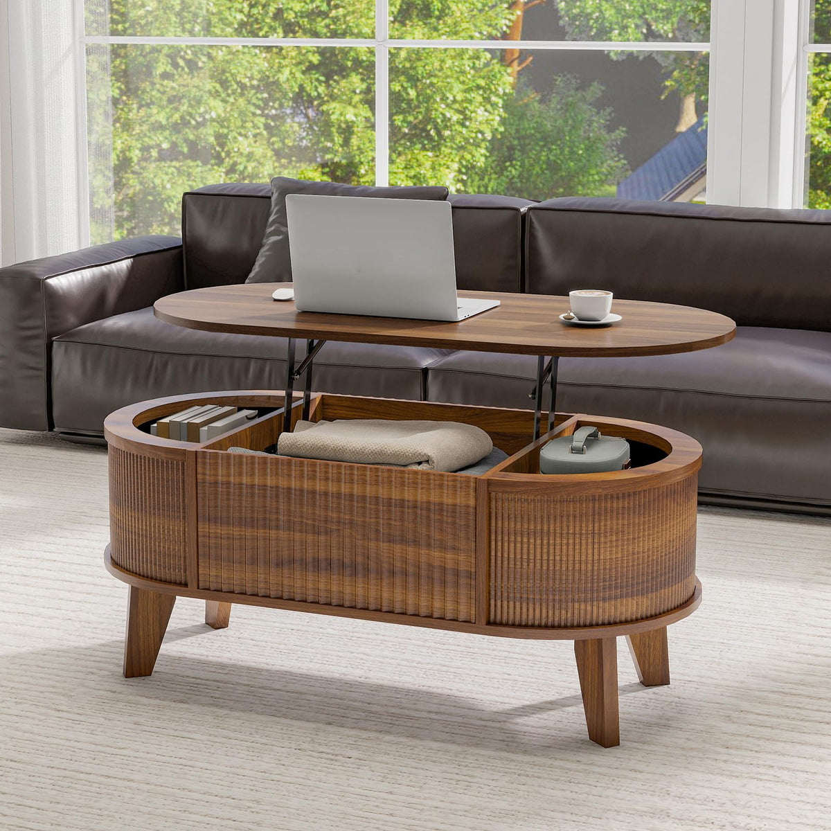 Fluted Lift-Top Coffee Table
