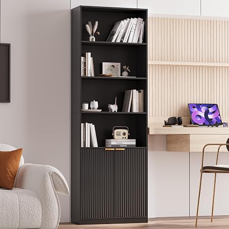 72" Tall Bookcase with Doors & Storage Shelves
