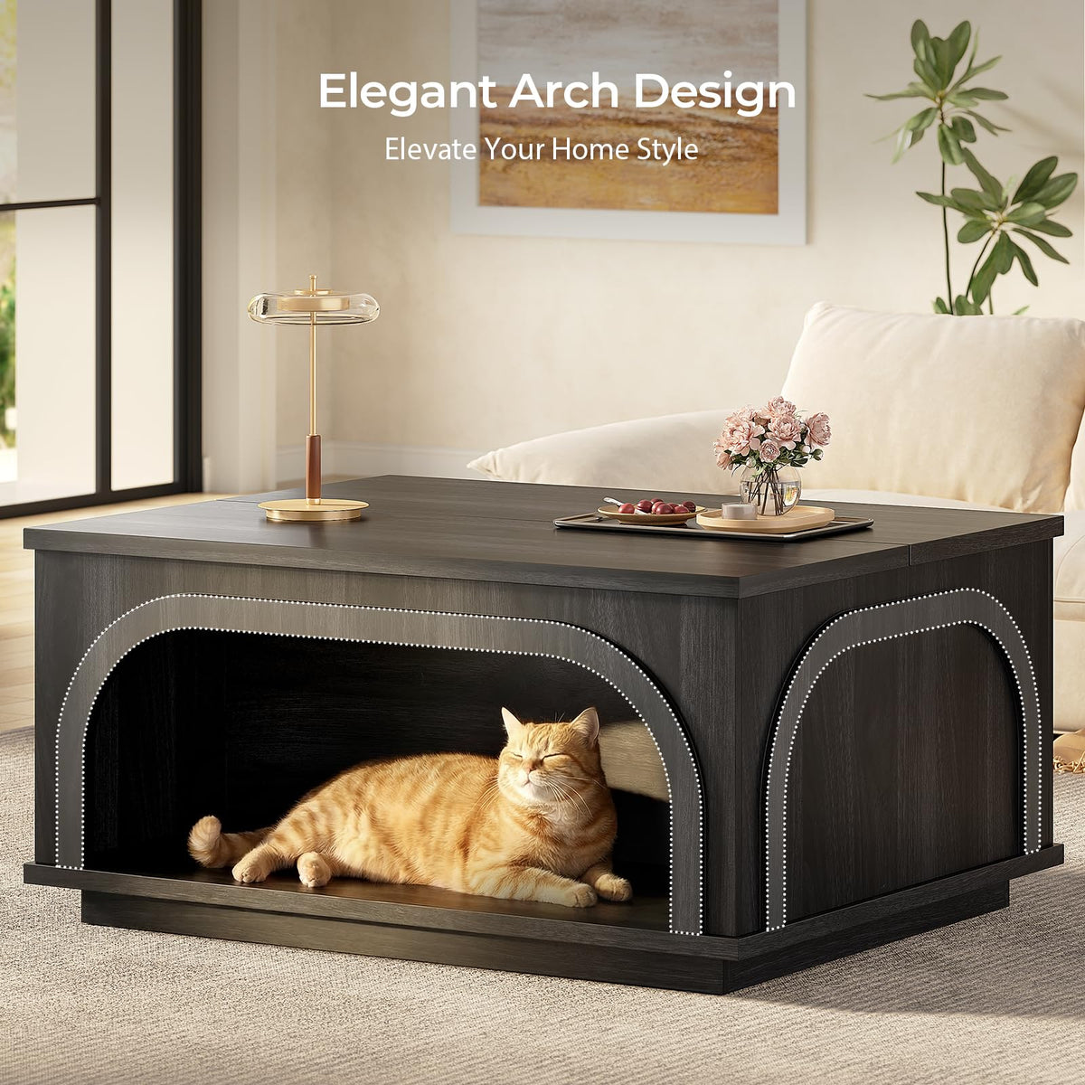 Black Lift-Top LED Coffee Table