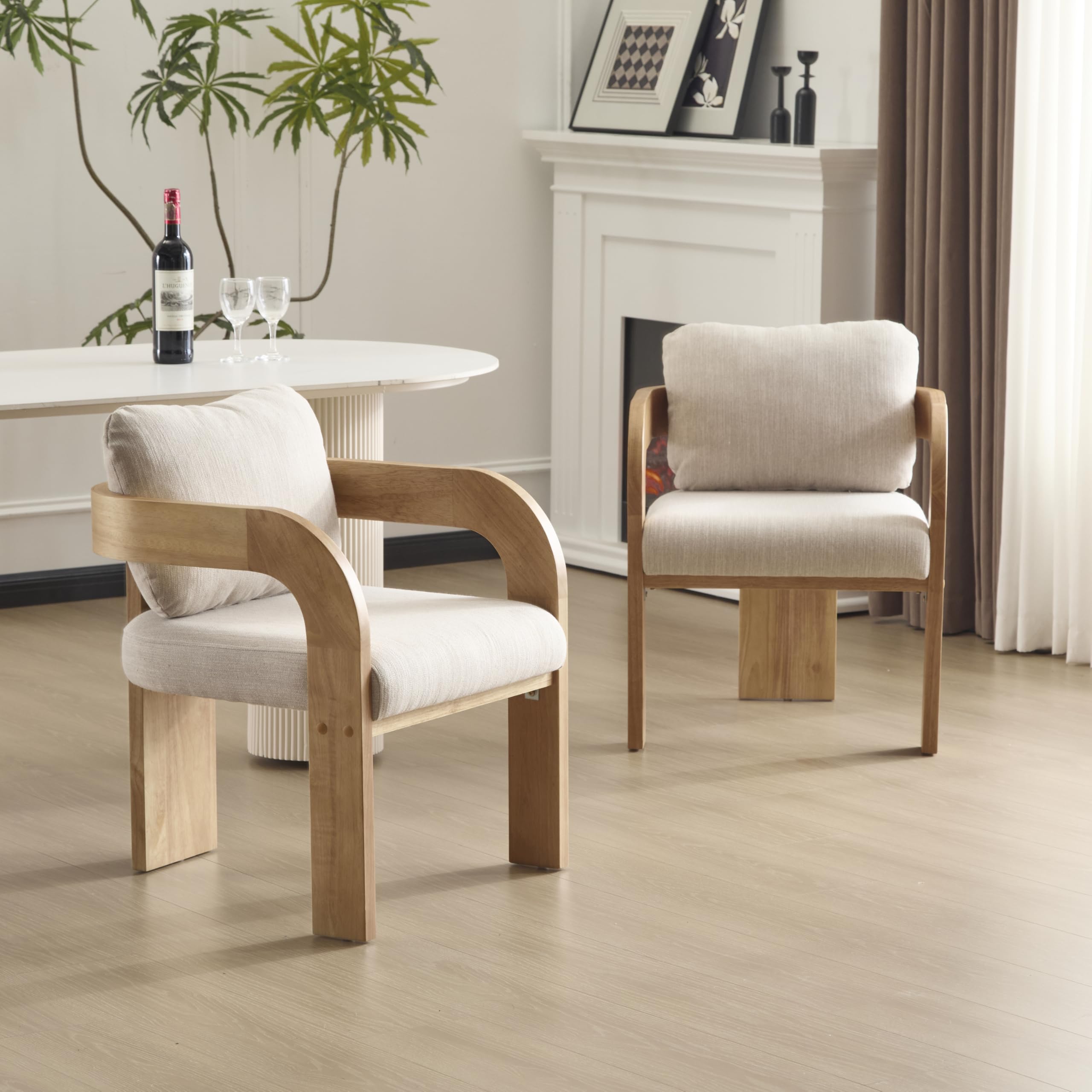 Upholstered Dining Chairs with Cushion, Set of 2