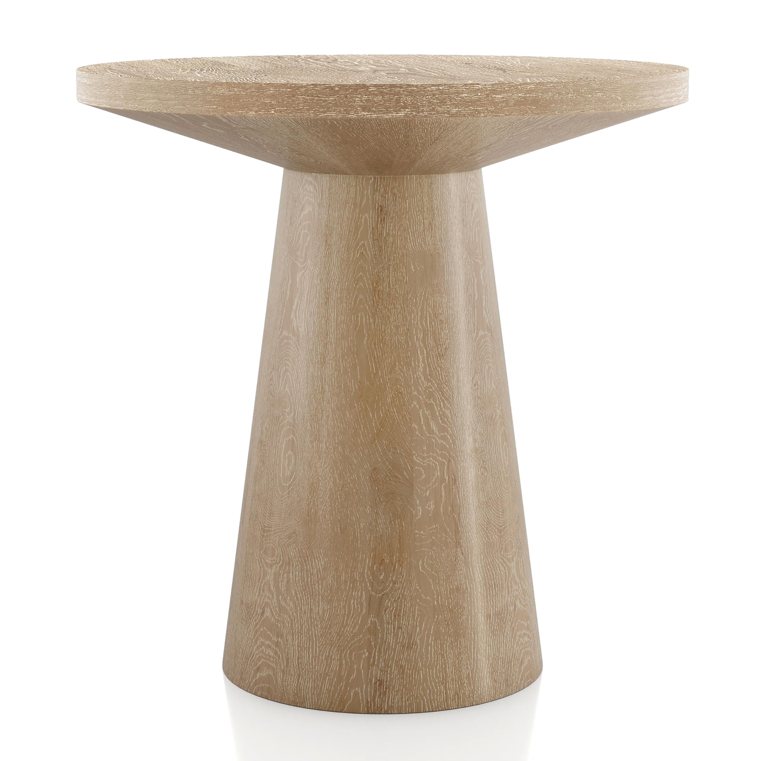 Furniture of America Crambel Modern Solid Wood 2-Piece Brown 29-inch Round End Table Set with Cone-Shaped Pedestal Base for Small Space, Living Room, Home Office, Oak