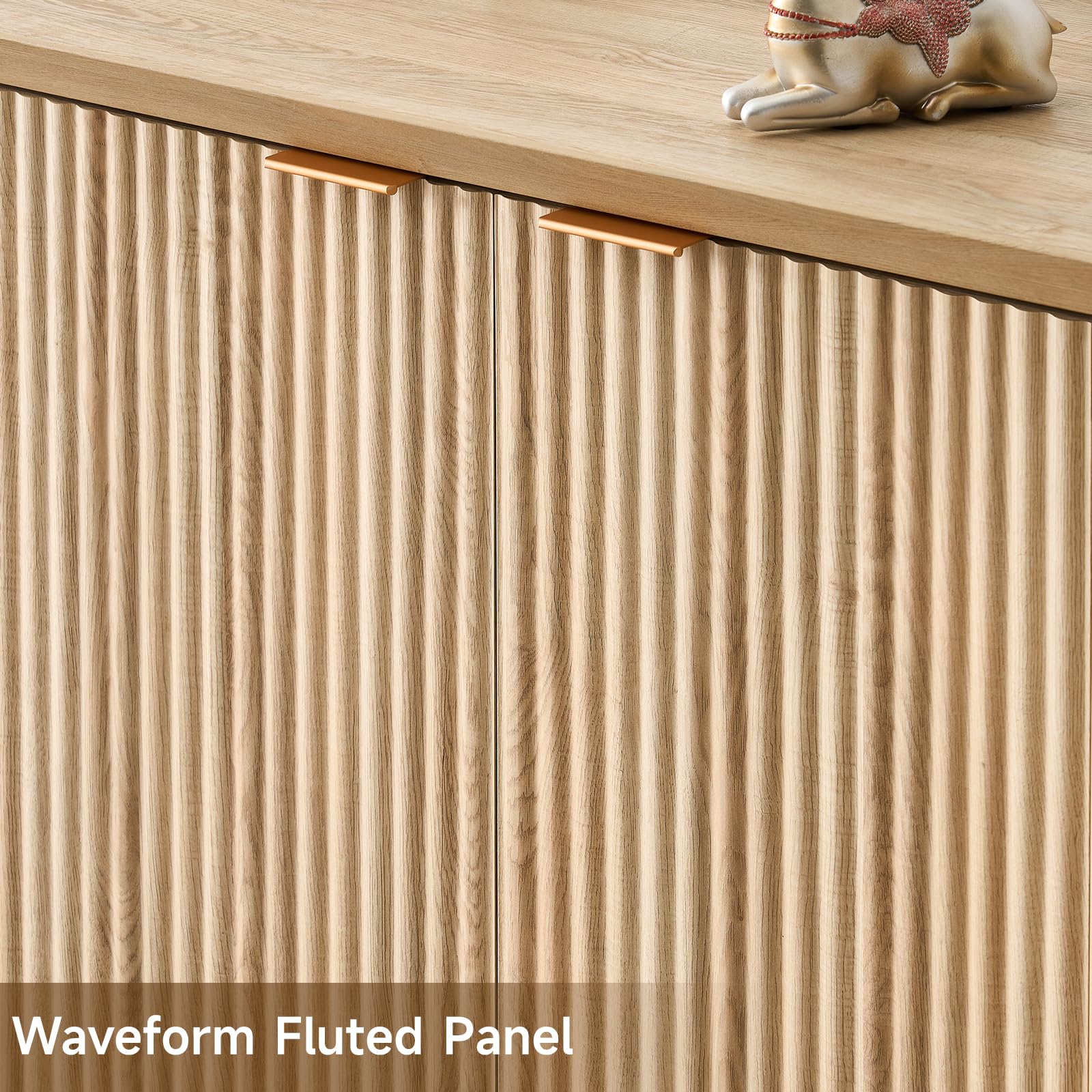 Fluted Sideboard Buffet Cabinet – Natural Oak