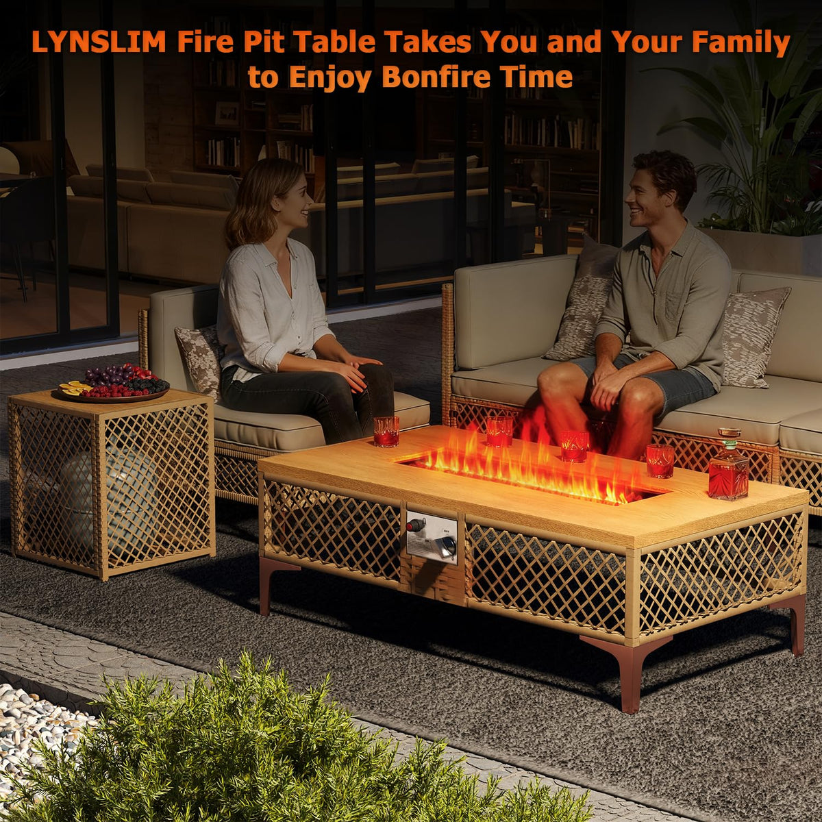 Rattan Fire Pit Table