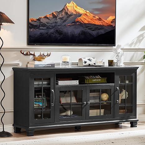 Farmhouse Sideboard Buffet Cabinet with Glass Doors