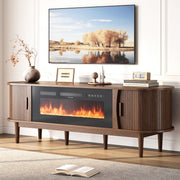 Decofy 70" Fireplace TV Stand for TVs Up to 80" for Living Room, Walnut