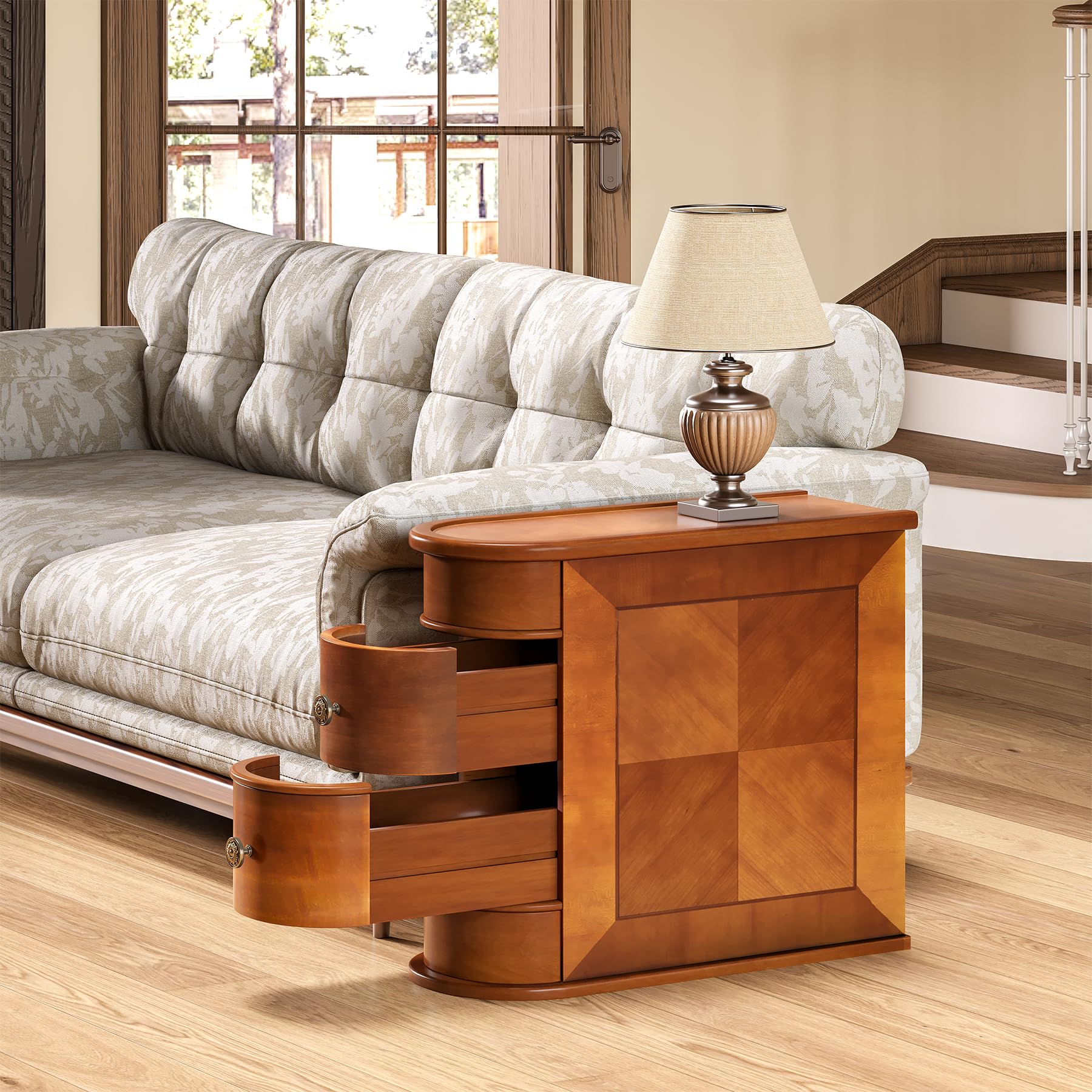 Wood End Table with 2 Drawers