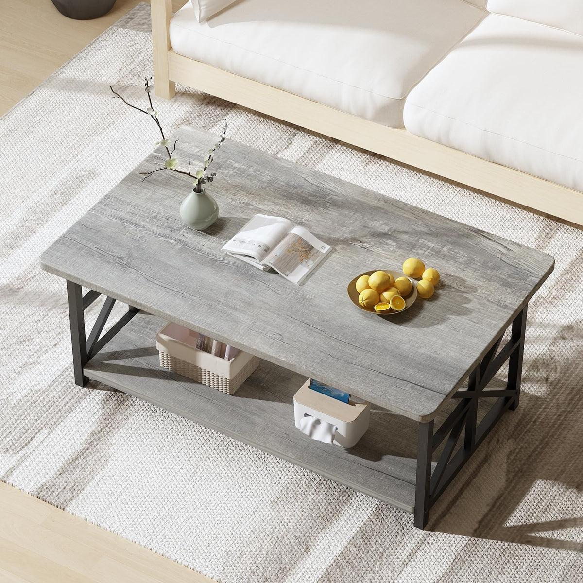 Gray Coffee Table with Storage
