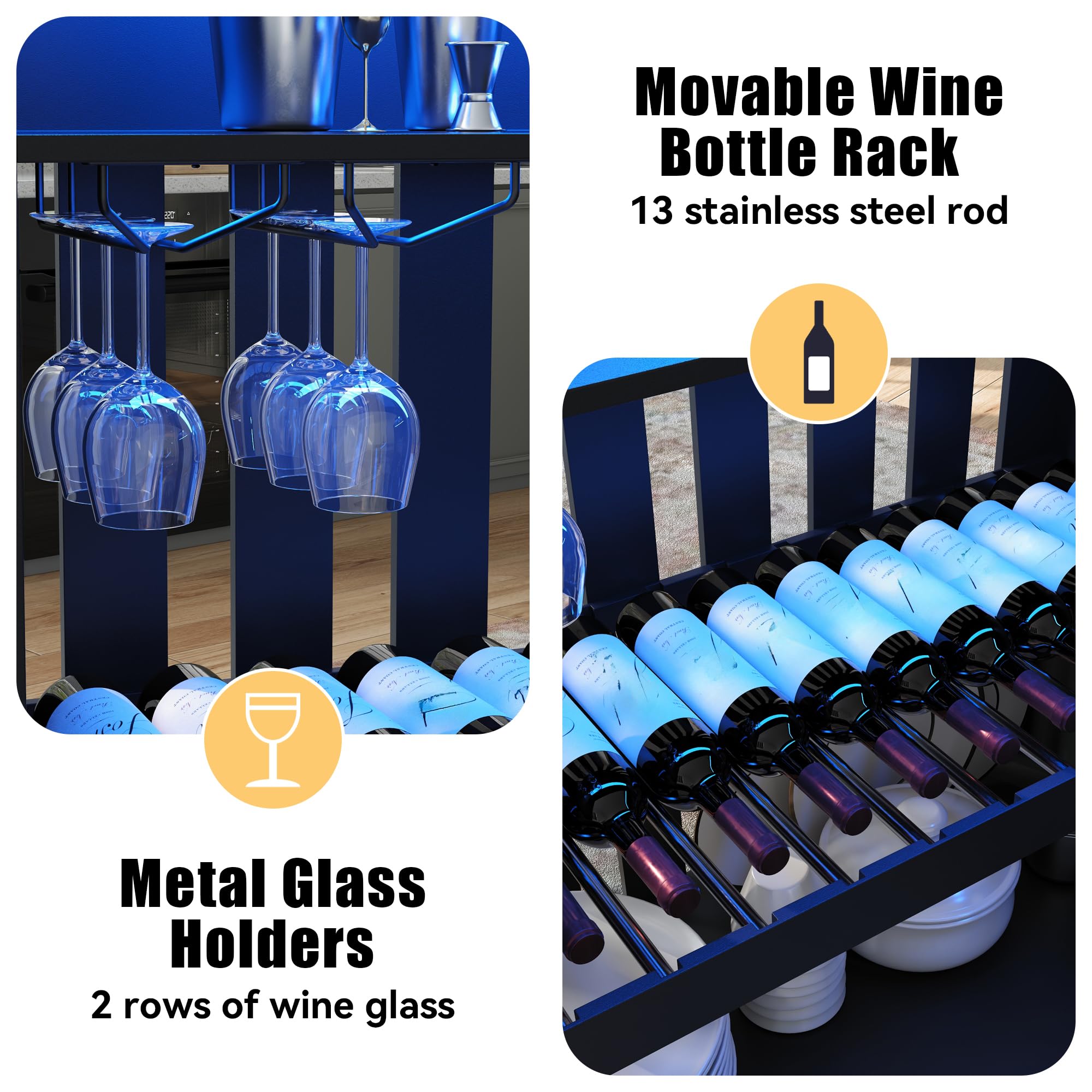 L-Shaped Bar Cabinet with LED Light