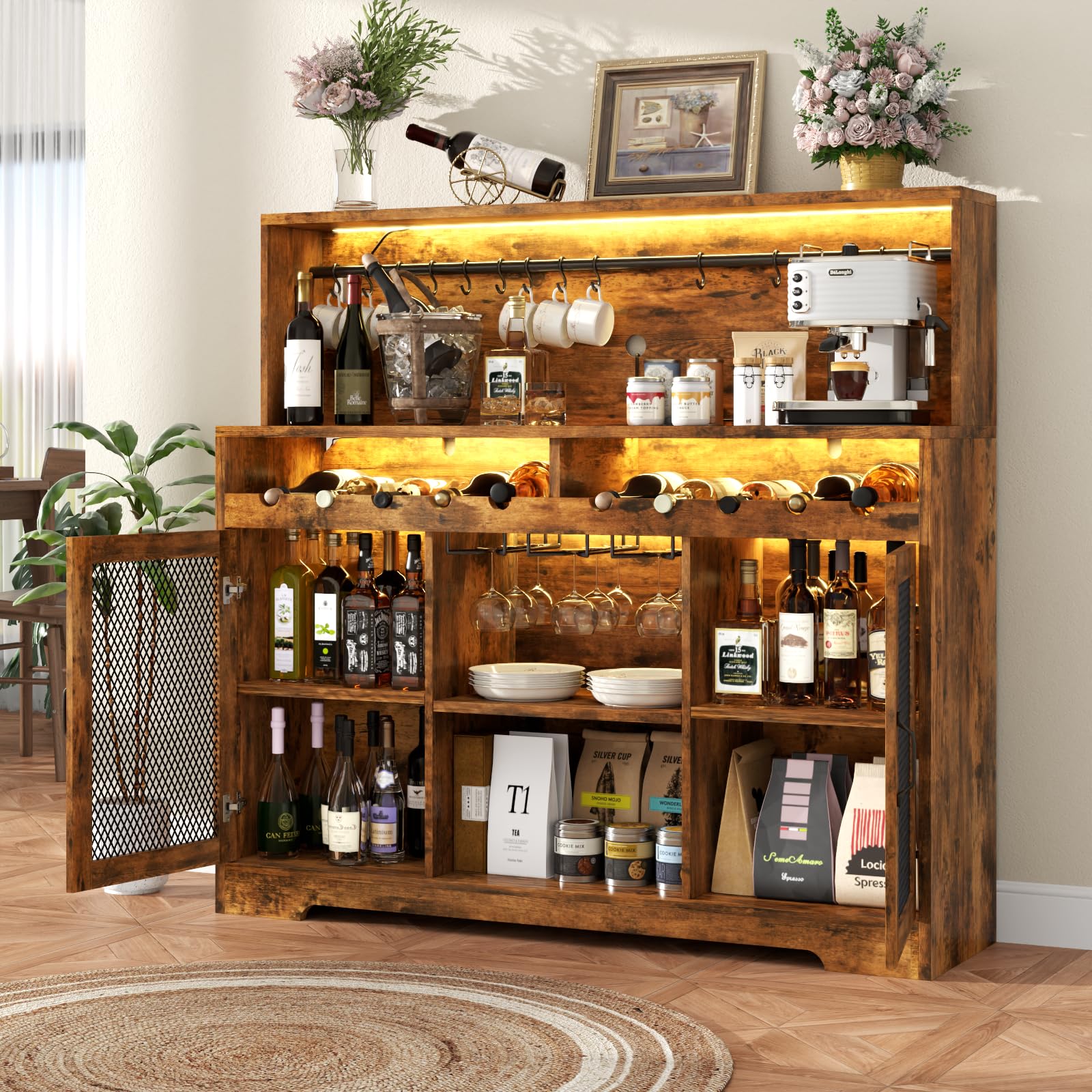 Wine Bar Cabinet with LED Lighting