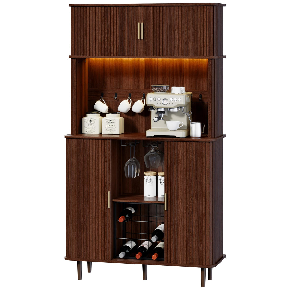 Fluted LED Wine Bar Cabinet