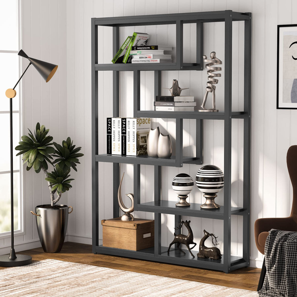 6-Tier Industrial Bookcase