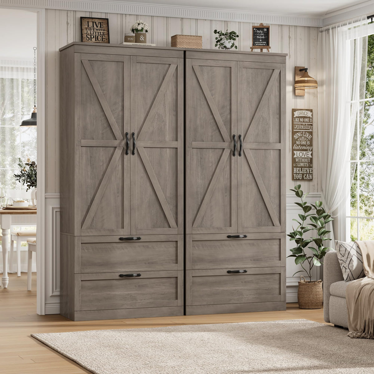 Farmhouse Pantry Cabinet with Drawers