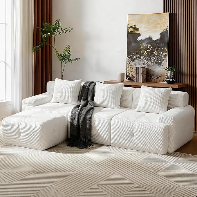 L-Shaped Modular Sectional Sofa with Ottoman