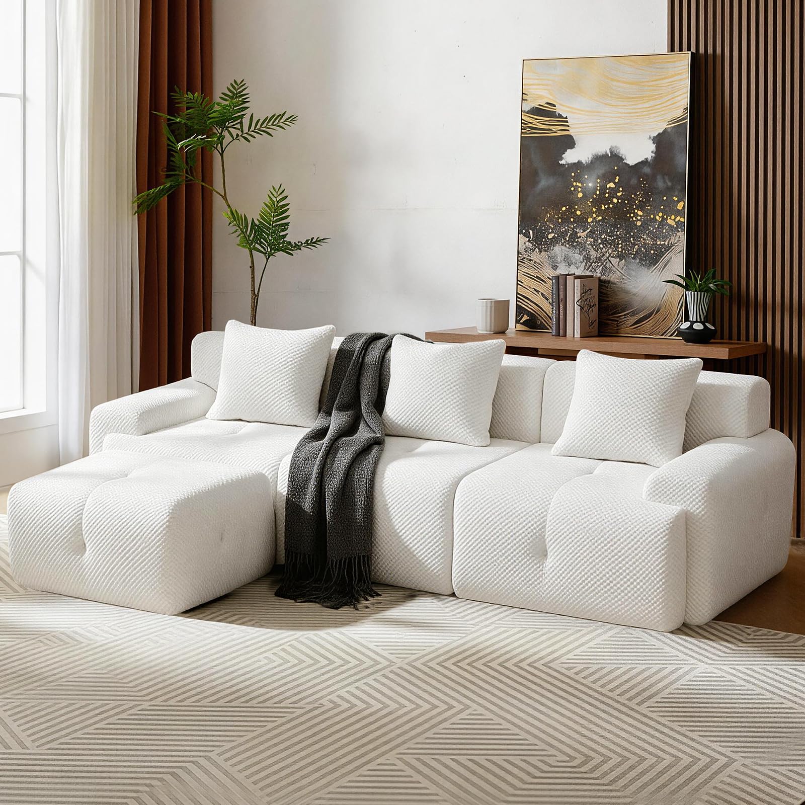 L-Shaped Modular Sectional Sofa with Ottoman