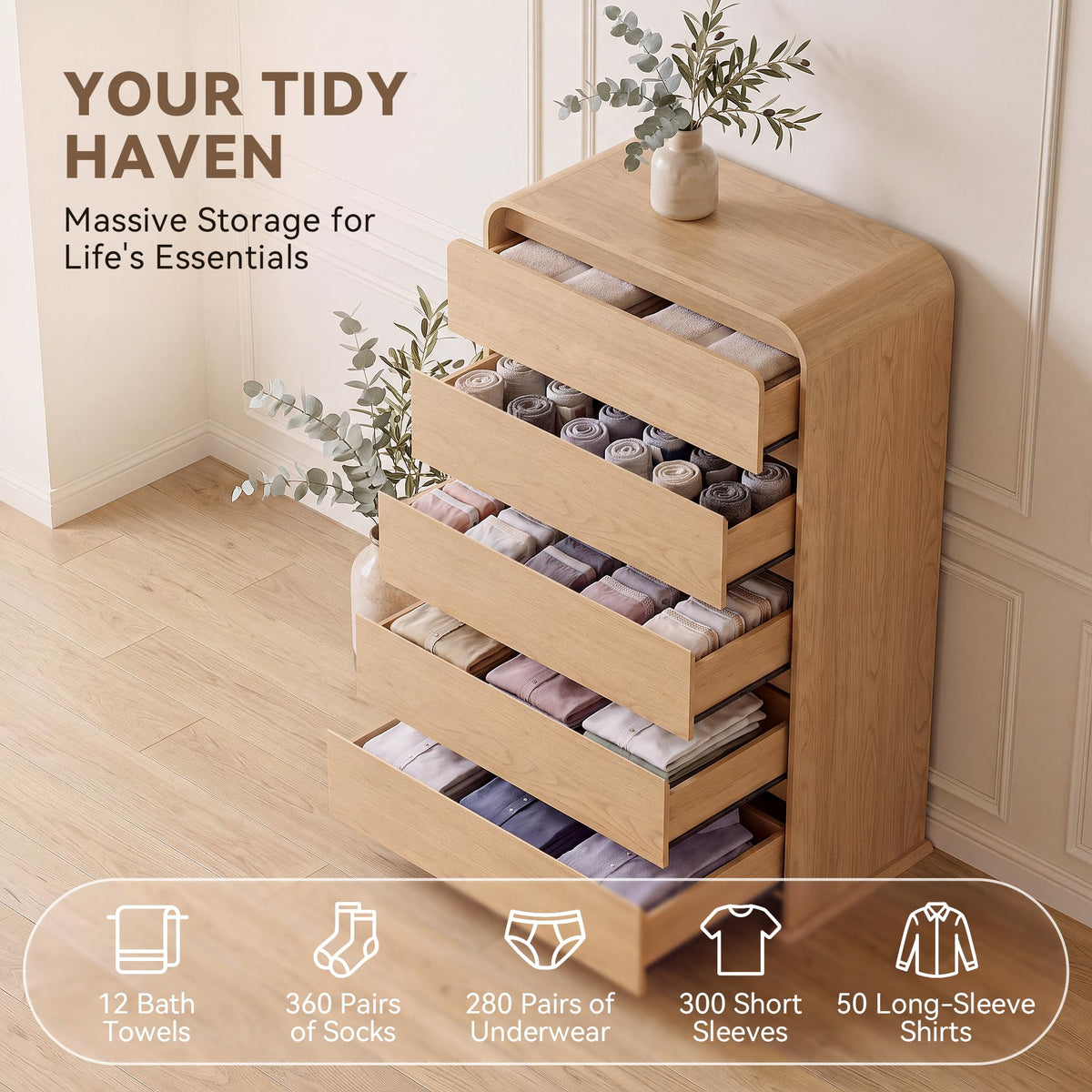 Natural 5-Drawer Dresser