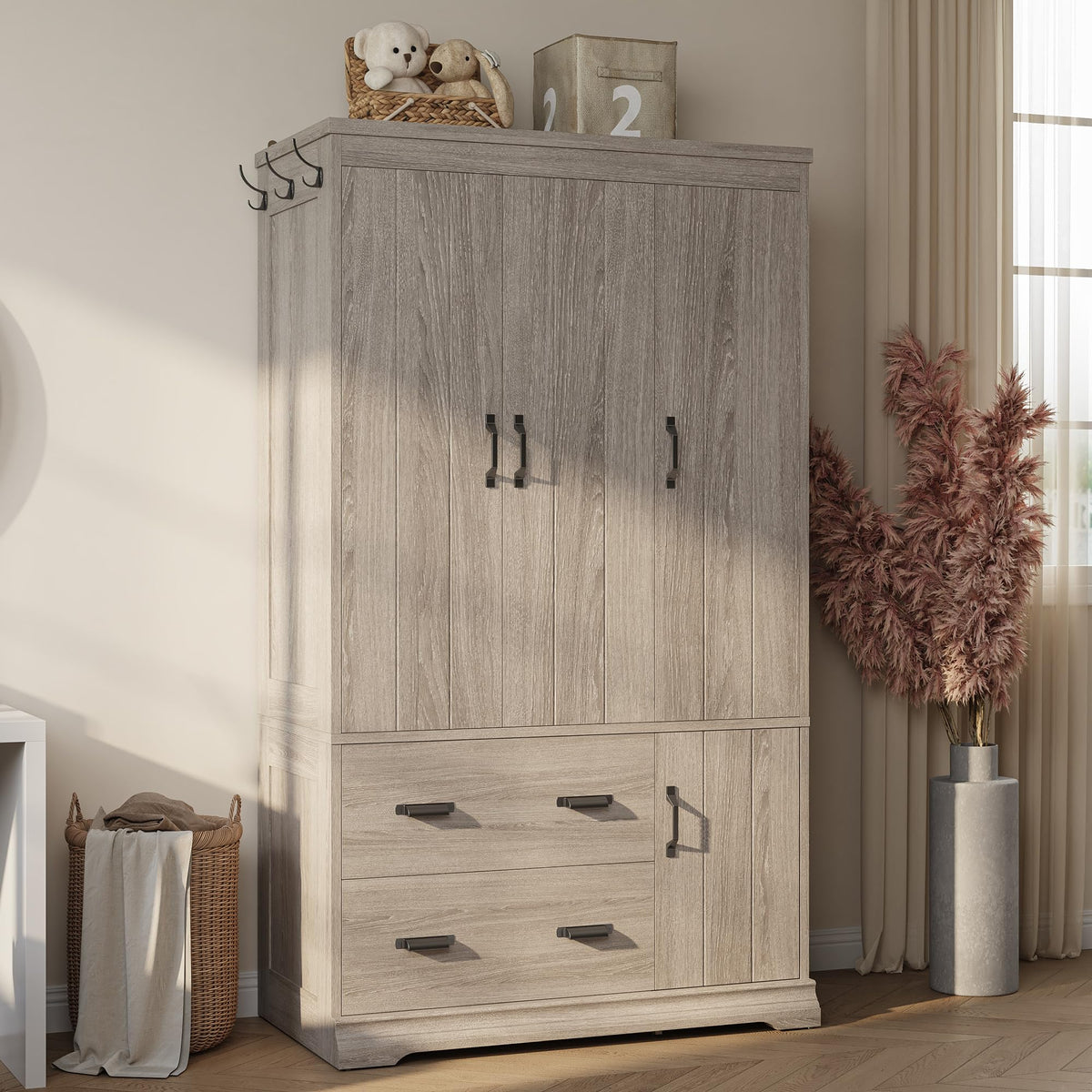 Freestanding Wardrobe with Drawers