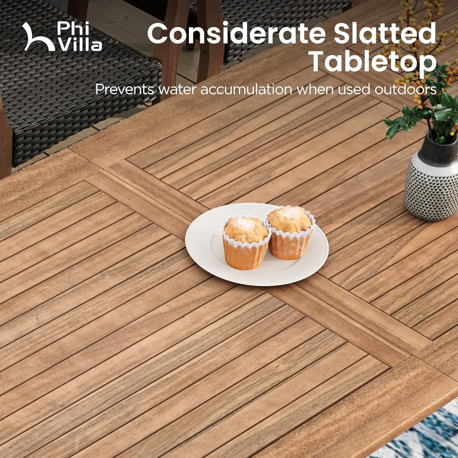 Extendable Acacia Wood Outdoor Dining Set