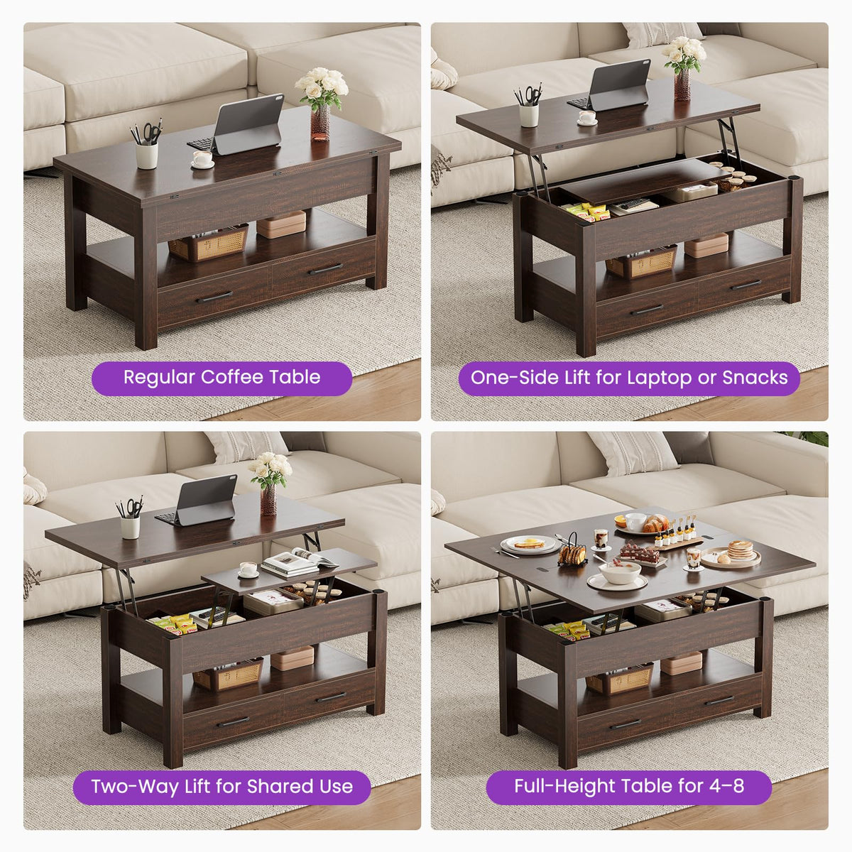 Convertible Lift-Top Coffee Table
