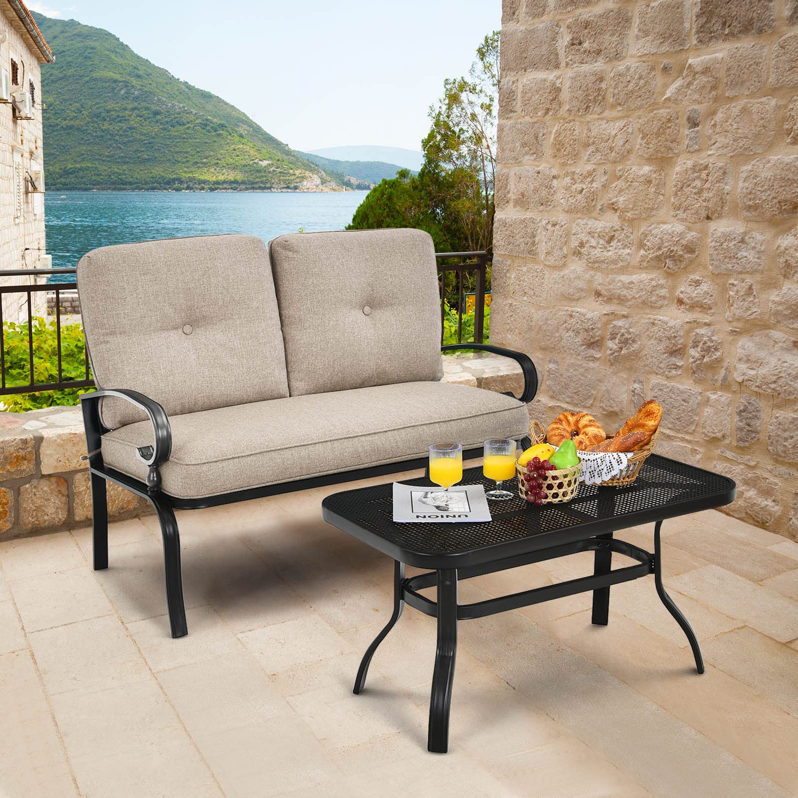 2-Piece Patio Loveseat & Coffee Table Set