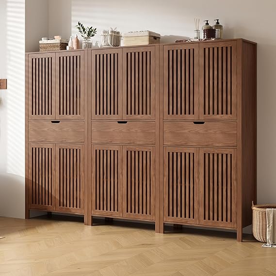 69" Tall Farmhouse Storage Cabinet with Drawer & Grille Doors