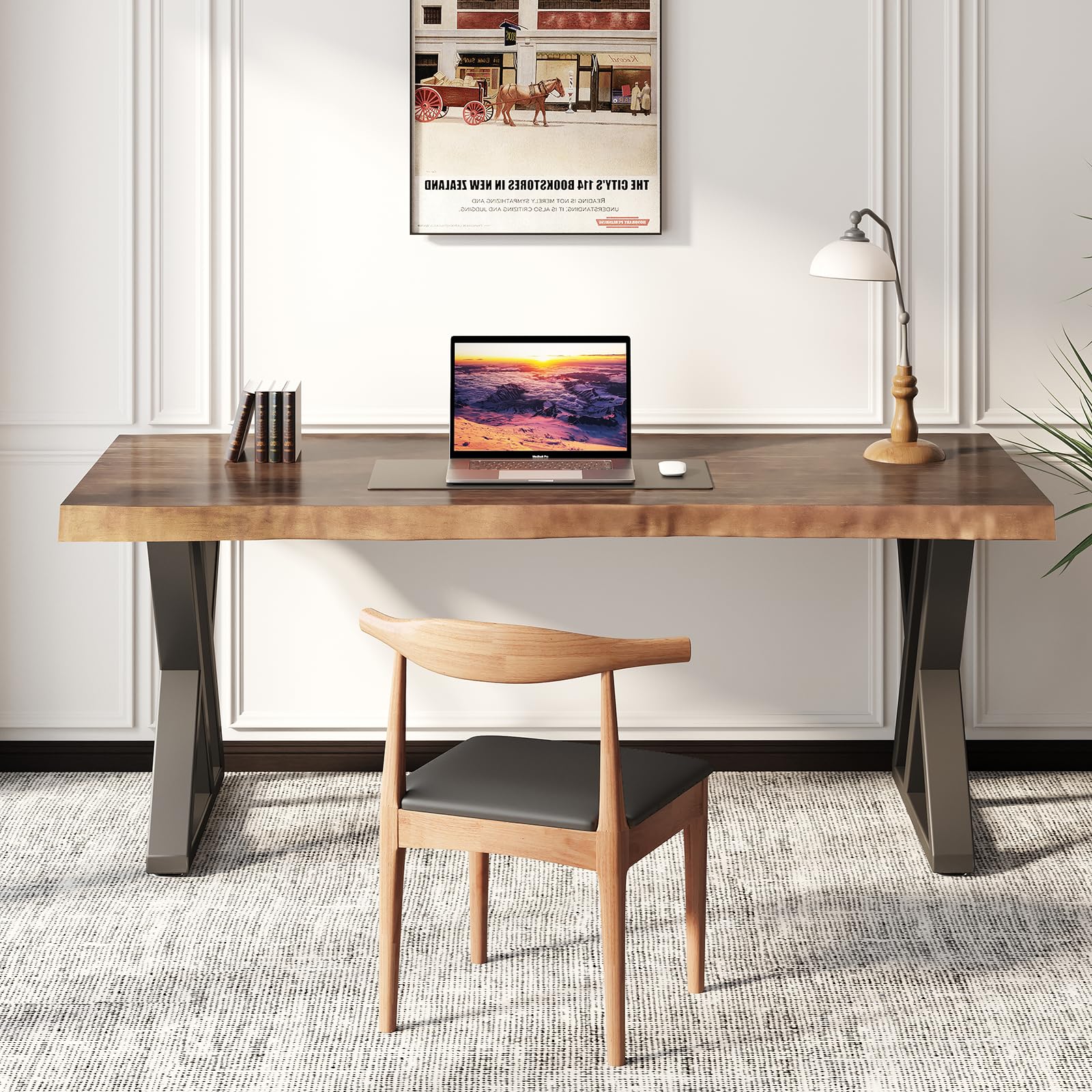 55" Solid Wood Desk with Drawers