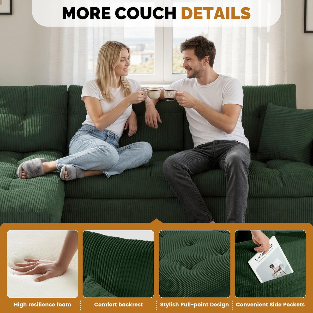 Green Corduroy Loveseat