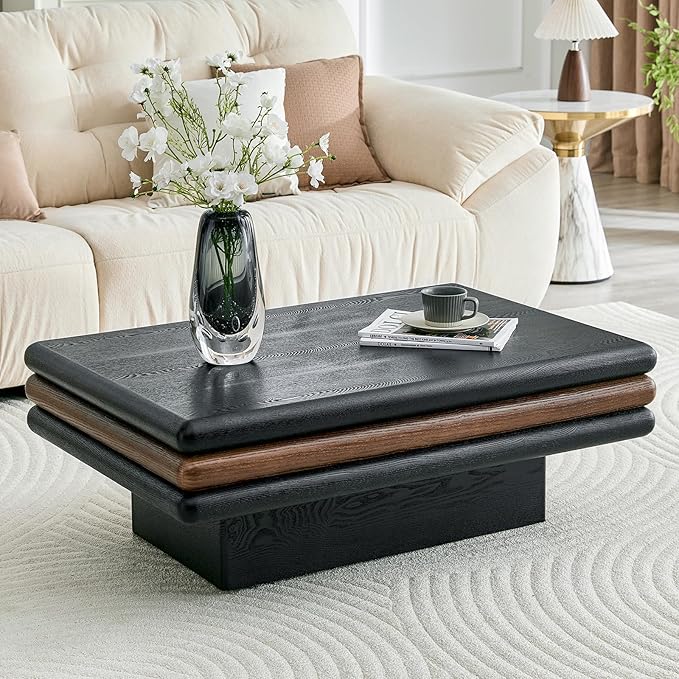 Fluted Drum Coffee Table with Wood Veneer Top