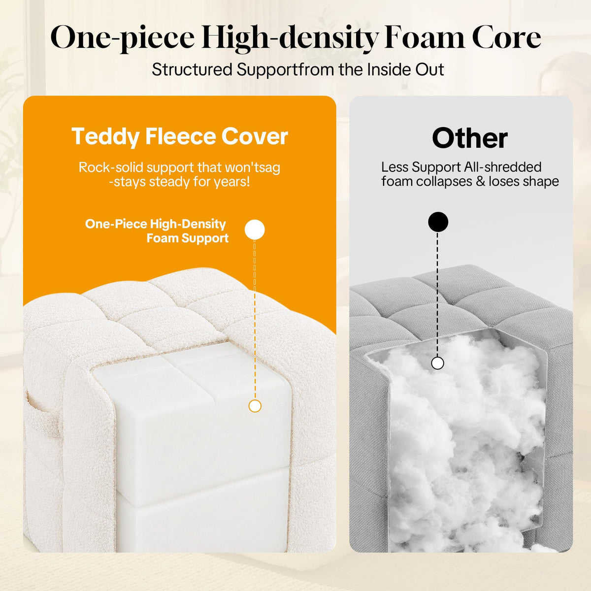 HOMBYS Cloud-Like Pouf Ottoman, One-Piece High-Density Foam Foot Rest