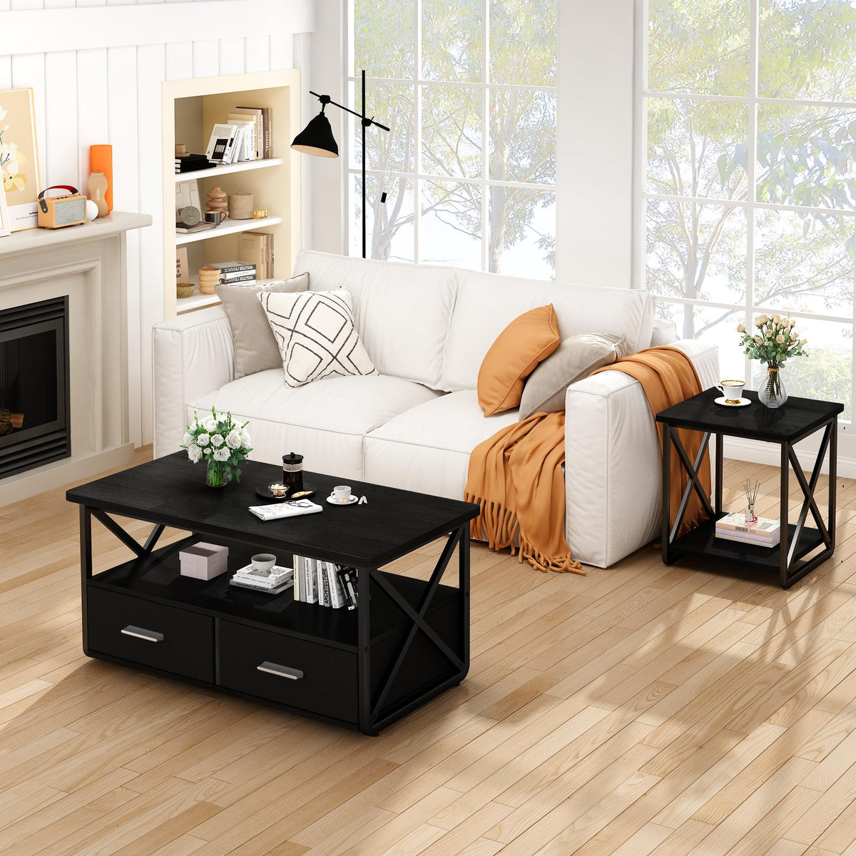 3-Piece Table Set with Fabric Drawers